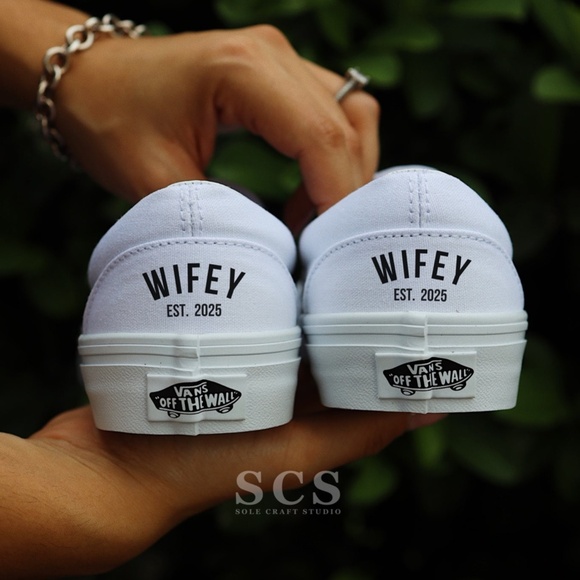 Personalized Wedding Slip-on Shoes for Bride  -  Slip-on Vans - Picture 1 of 9